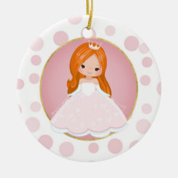 Redhead Pink Princess Ceramic Ornament