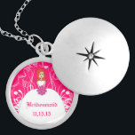 Redhead Pink Wedding Bridesmaid Locket Necklace<br><div class="desc">Redhead Bridesmaid Wedding Keepsake Wedding Keepsake Wedding Party Necklaces - to change background color - click customize - click edit - choose last tool in drop down menu and choose from one of the colors shown or enter your rgb hex code for your custom wedding color- to change font color...</div>