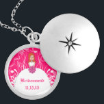 Redhead Pink Wedding Bridesmaid Locket Necklace<br><div class="desc">Redhead Bridesmaid Wedding Keepsake Wedding Keepsake Wedding Party Necklaces - to change background color - click customize - click edit - choose last tool in drop down menu and choose from one of the colors shown or enter your rgb hex code for your custom wedding color- to change font color...</div>