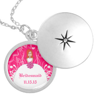Redhead Pink Wedding Bridesmaid Locket Necklace