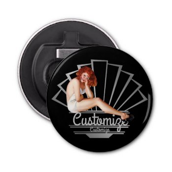 Redhead Pinup Girl Bottle Opener by grnidlady at Zazzle