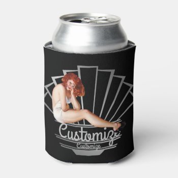 Redhead Pinup Girl Can Cooler by grnidlady at Zazzle