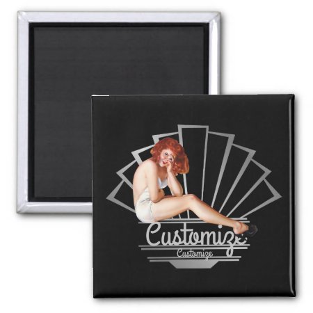 Redhead Pinup Girl Magnet