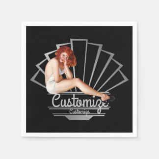 Redhead Pinup Girl Napkins