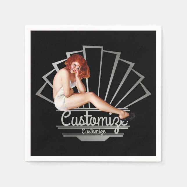 Redhead Pinup Girl Napkins (Front)
