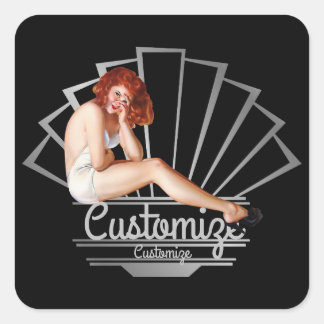 Redhead Pinup Girl Stickers