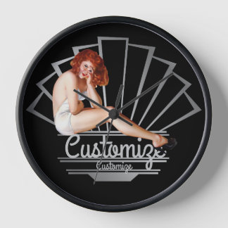 Redhead Pinup Girl Wall Clock