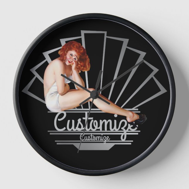 Redhead Pinup Girl Wall Clock (Front)