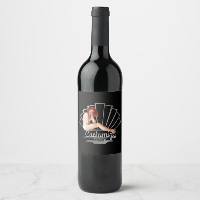 Redhead Pinup Girl Wine Label (Front)
