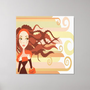 Redhead Rasta Girl Wrapped Canvas Print