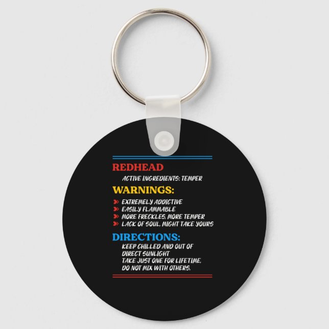 Redhead Red Hair Ginger Freckles Redheads Gift Keychain (Front)