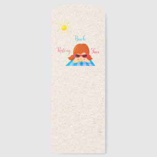 Redhead Resting Beach Face Girl Sun Sand Backdrop Bookmarks