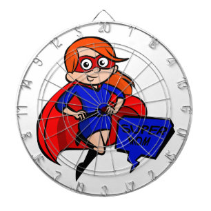 redhead super mom dartboard with darts