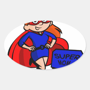 redhead super mom oval sticker
