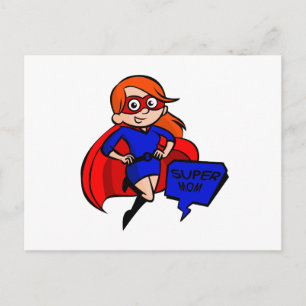 redhead super mom postcard