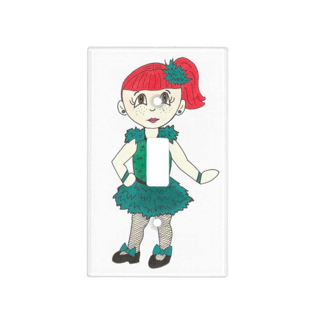 Redhead Tap Dancing Girl Dance Tapdance Studio Light Switch Cover (Front)