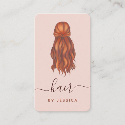 Redhead Wavy Hair Hairstylist Logo  Social Media Business Card