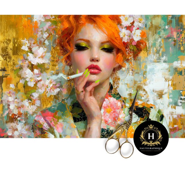 Redhead with Green Nails and Cigarette Decoupage Tissue Paper (Creator Uploaded)