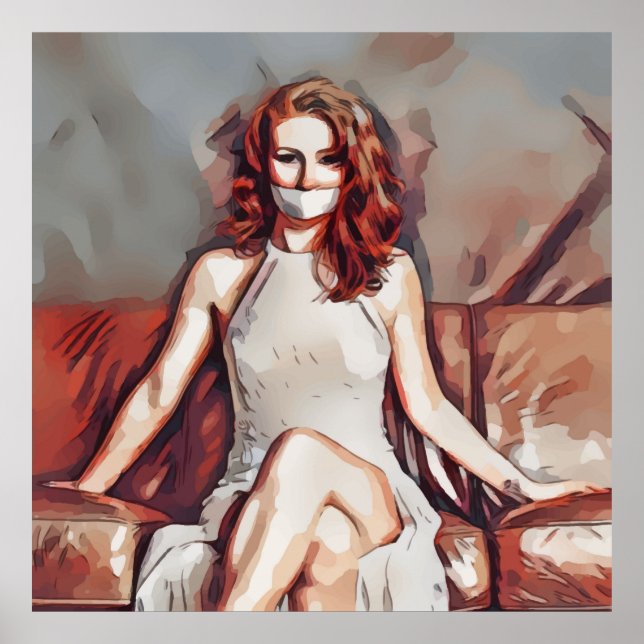 Redhead Woman Sitting With Mouth Covered Poster (Front)