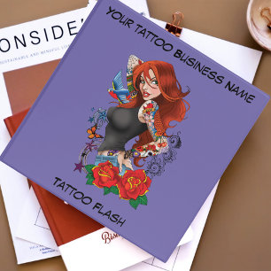 Redhead Woman Tattoos 3 Ring Binder