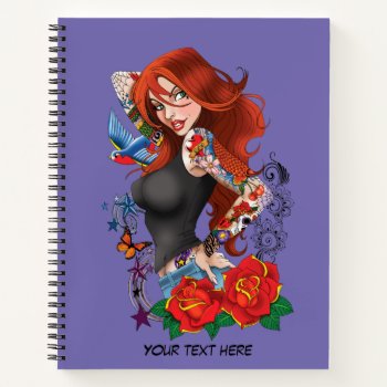 Redhead Woman Tattoos Notebook by tigressdragon at Zazzle