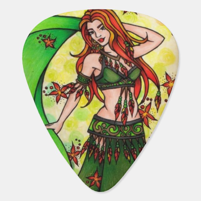 Redheaded Belly dancer Dawn Guitar Pick (Back)