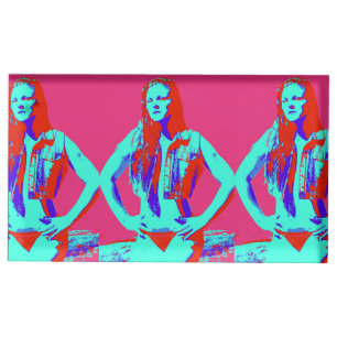 redheaded bikini girl table card holder
