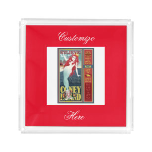 redheaded coney island mermaid acrylic tray