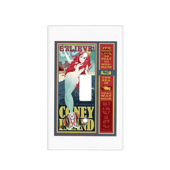 redheaded coney island mermaid beauty light switch cover (Front)