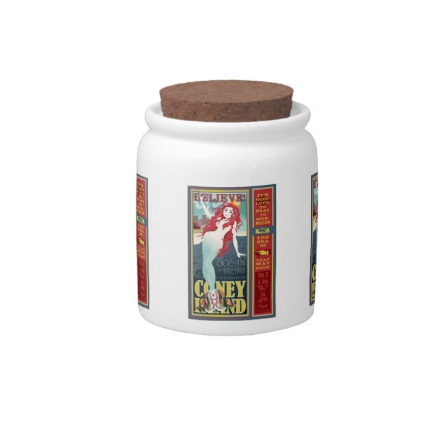 redheaded coney island mermaid candy jar (Front)