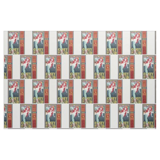 redheaded coney island mermaids fabric