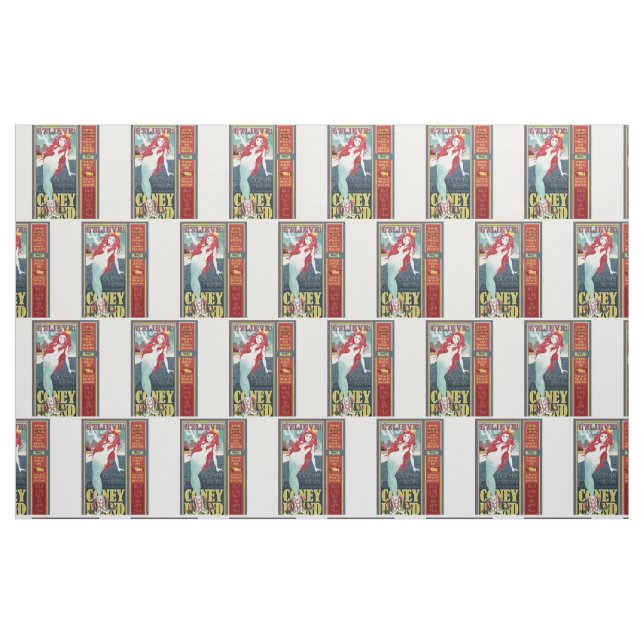 redheaded coney island mermaids fabric (Fat Quarter)