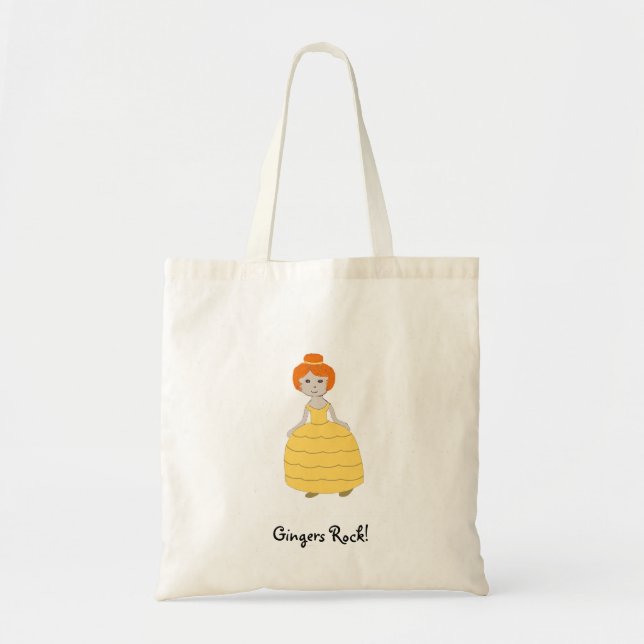 Redheaded Girl in Yellow Dress "Gingers Rock!" Bag (Front)