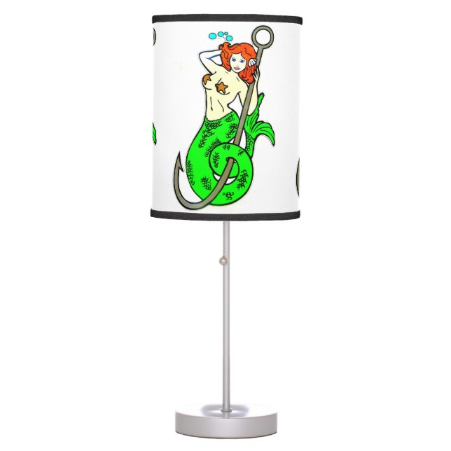 redheaded green-tail mermaid table lamp (Front)