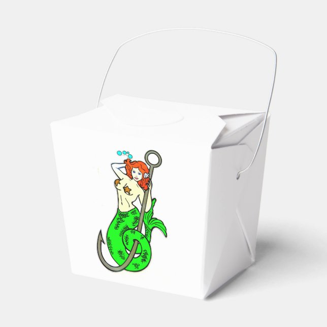 redheaded green-tailed mermaid favor boxes (Front Side)