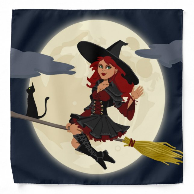 REDHEADED HALLOWEEN WITCH BANDANA (Front)