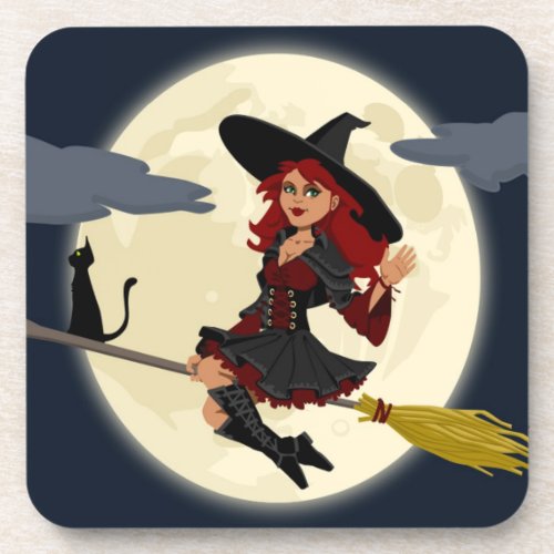 REDHEADED HALLOWEEN WITCH COASTER