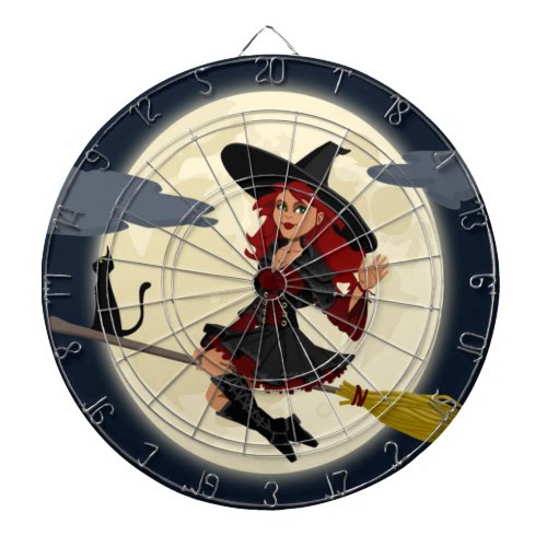 REDHEADED HALLOWEEN WITCH DART BOARD