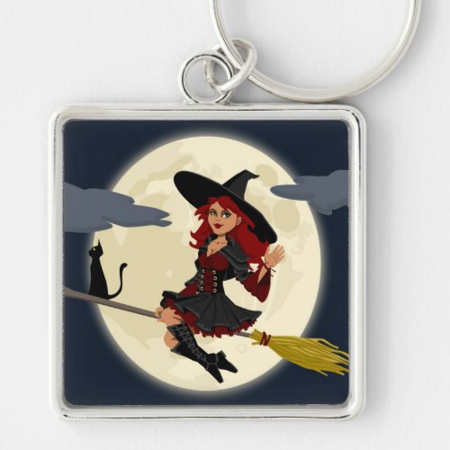 REDHEADED HALLOWEEN WITCH KEYCHAIN