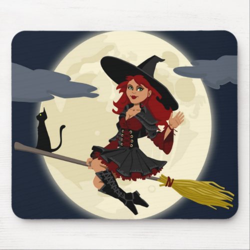 REDHEADED HALLOWEEN WITCH MOUSE PAD