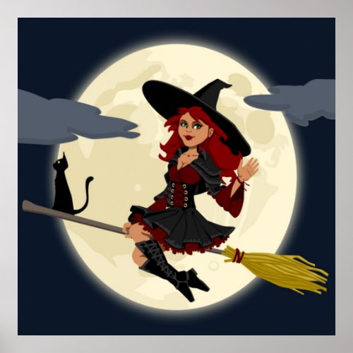 REDHEADED HALLOWEEN WITCH POSTER