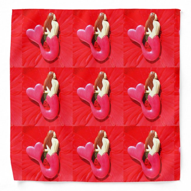 redheaded heart-tail mermaid bandana (Front)