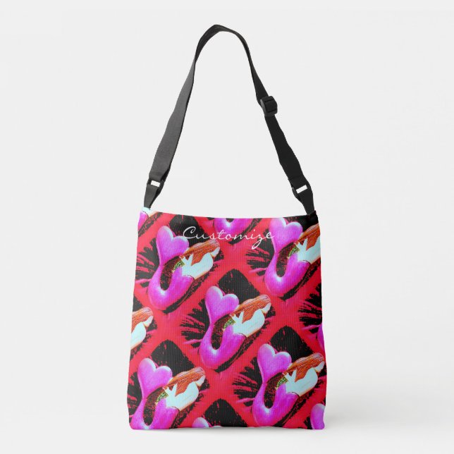 redheaded heart-tail mermaids crossbody bag (Back)