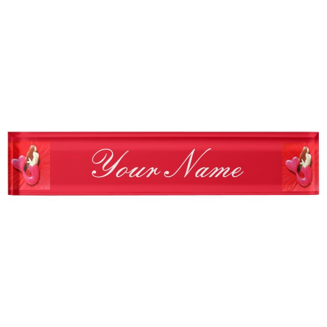 redheaded heart-tailed mermaids desk name plate (Front)
