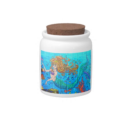 redheaded mermaid candy jar