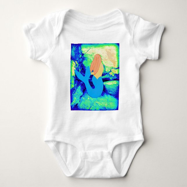 redheaded mermaid design baby bodysuit (Front)