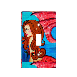 redheaded mermaid light switch cover