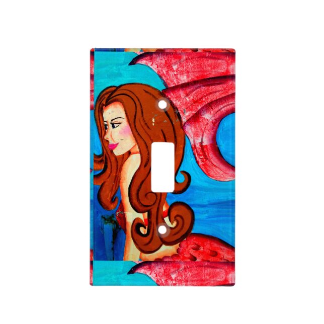 redheaded mermaid light switch cover (Front)