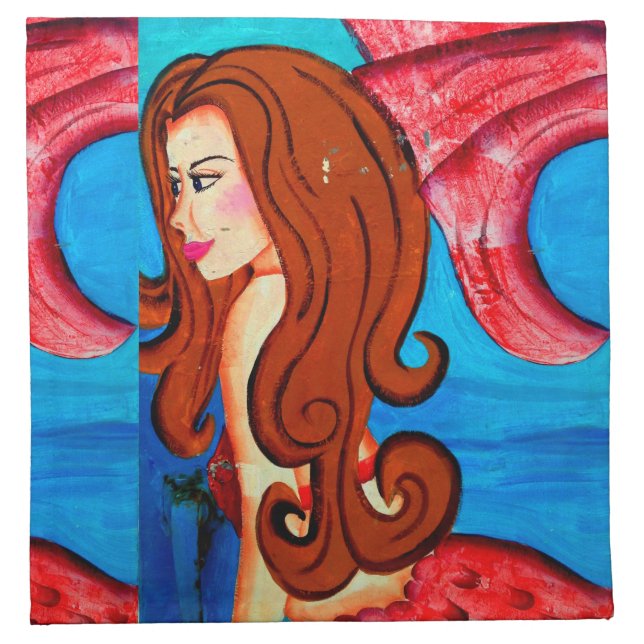 redheaded mermaid napkins (Front)