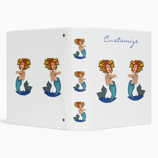 Redheaded Mermaid Thunder_Cove 3 Ring Binder (Background)